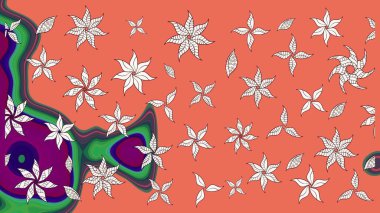 Raster illüstrasyonu. Turuncu renkli yapraklı yabani çiçekler. Eskiz arkaplan modeli. Suluboya, elle çizilmiş.