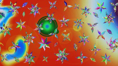 Turuncu renklerde bahar çiçekleri. Raster çiçekleri klasik tarzda çizilmiş. Çiçekli yumuşak bir eskiz şekli. Raster illüstrasyonu.