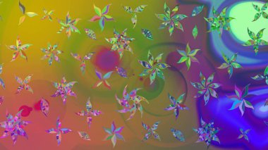 Çiçeksel çizim kalıbının yansıması. Vadinin yeşil renkli çiçekleri.