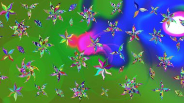 Çiçek deseni. Renkli Bahar Teması eskiz kalıbı. Raster güzel kumaş deseni çiziyor. Düz Çiçek Elementleri Tasarımı.