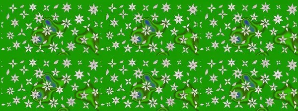 Yeşil renkli çiçekler. Raster düz çiçek çizim deseni. Tasarım hediye paketi, tebrik kartları, posterler ve afiş tasarımı.