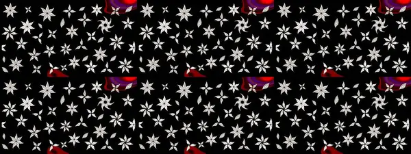 Düz Çiçek Elementleri Tasarım Raster illüstrasyonu. Çiçekli çiçek deseni, suluboya. Siyah renkli çiçekler. Renkli Bahar Teması Eskiz Şablonu.