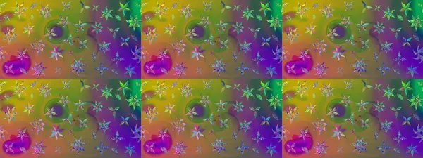 Yeşil renkli çiçekler. Renkli Bahar Teması eskiz kalıbı. Raster illüstrasyonundaki çiçek desenli çizim. Düz Çiçek Elementleri Tasarımı.