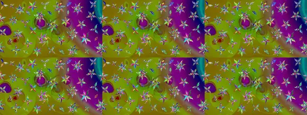 El çizimi. Çiçekli eskiz deseni. Suluboya çizimi. Yeşil renkte çiçekler.