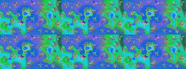 Mavi renkli çiçekler. Raster illüstrasyonunda çiçek deseni çizimi.