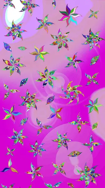 Çiçekli yaz çiçekleri. Küçük çiçekte güzel bir desen. Küçük renkli çiçekler. Moda baskıları için zarif bir şablon. Motley illüstrasyonu. Çizim.