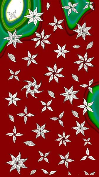 Parlak çiçekli kırmızı renkler üzerinde soyut çizim deseni. Çiçeksel elementlerle süslenmiş zarif raster dokusu. Küçük çiçekte şirin bir çiçek deseni var..