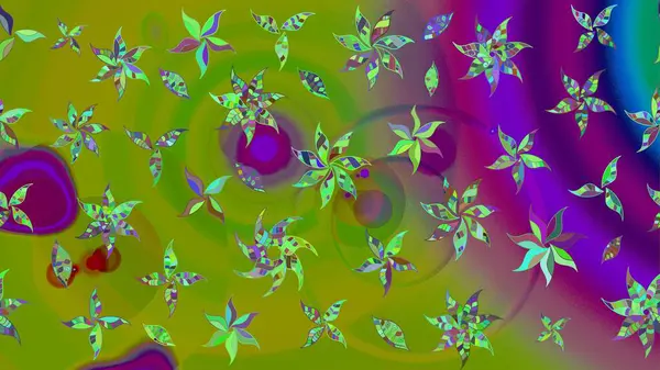 Yeşil renkte güzel çiçekler, suluboya desenli, duvar kağıdı, kart ya da kumaş için fayanslı eskizler. Raster..