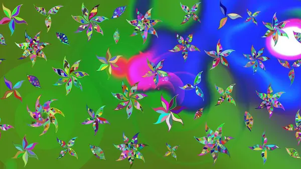 Çiçek deseni. Renkli Bahar Teması eskiz kalıbı. Raster güzel kumaş deseni çiziyor. Düz Çiçek Elementleri Tasarımı.