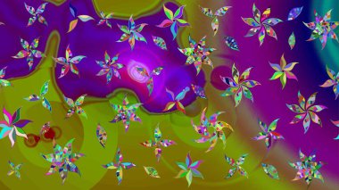 Raster illüstrasyonu. Mor renkli çiçekler. Çizim çiçek deseni duvar kağıdı için kullanılabilir.