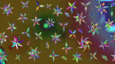 Çiçekli çiçek deseni, suluboya. Yeşil renkli çiçekler. Düz Çiçek Elementleri Tasarımı. Renkli Bahar Teması eskiz kalıbı. Raster illüstrasyonu.