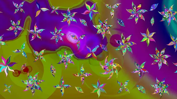 Raster illüstrasyonu. Mor renkli çiçekler. Çizim çiçek deseni duvar kağıdı için kullanılabilir.