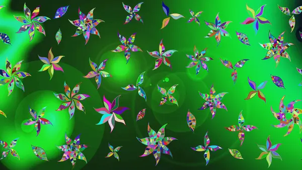 Yeşil renkli çiçekler. Çiçekli karalama şeklinde Raster çiçek deseni. Yumuşak, bahar çiçekli arka plan.