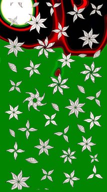 Çiçek. Taslak dekoratif arka plan, çiçek mandala. Yeşil renklerde. Raster illüstrasyonu.