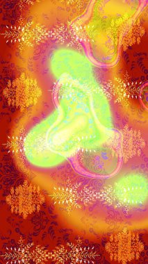 Turuncu, kırmızı ve sarı renkli kar taneleri. Raster illüstrasyonu. Yılbaşı Biçimi.