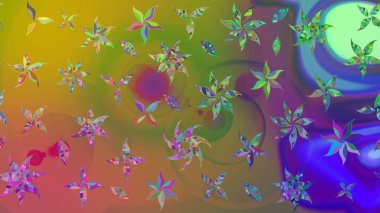 Çiçeksel çizim kalıbının yansıması. Vadinin yeşil renkli çiçekleri.