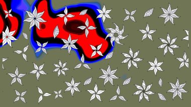 Düz Çiçek Elementleri Tasarımı. Çiçekli eskiz çizimi. Yeşil renkli çiçekler. Renkli Yaz Teması çizim şablonu.