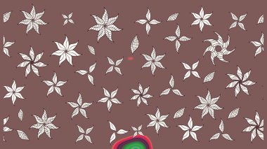 Renkli Bahar Teması eskiz kalıbı. Kahverengi renkli çiçekler. Sevimli çiçek raster deseni. Düz Çiçek Elementleri Tasarımı.