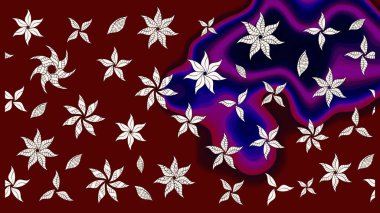 Süslü kumaş deseni. Raster illüstrasyonundaki çiçek desenli çizim. Düz Çiçek Elementleri Tasarımı. Renkli Bahar Teması çizim şablonu.