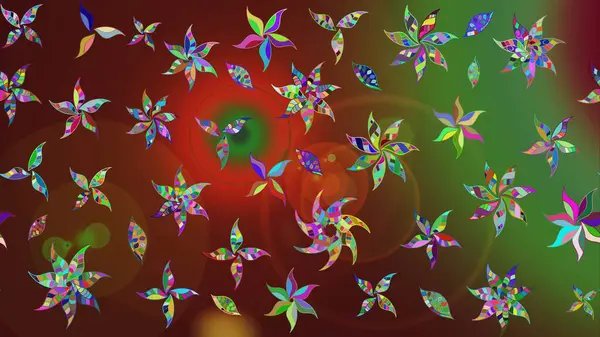 Kahverengi renkler ve parlak çiçekler üzerine soyut çizim deseni. Çiçeksel elementlerle süslenmiş zarif raster dokusu. Küçük çiçekte şirin bir çiçek deseni var..