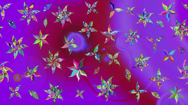 Mor el çizimi desen. Karalama çiçekleri çizim kalıbı. Sanat, çiçeklere ilham verir ve arka planda izler bırakır. Raster deseni.