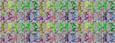 Düz Çiçek Elementleri Tasarımı. Renkli Yaz Temalı Kusursuz Arkaplan. Tarafsız renklerde çiçekler. Raster illüstrasyonunda trendsiz çiçek deseni.