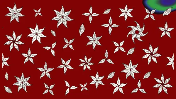 Eskiz arkaplan modeli. Raster - stok. Yapraklı çiçekler ve kırmızı renkli papatya çiçekleri..