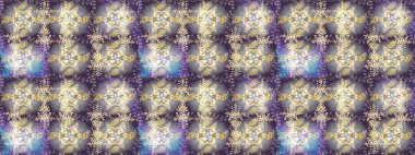 Raster illüstrasyonu. Noel ve yeni yıl moda baskıları için tatil tasarımı. Renkler. Tarafsız, gri ve mor kar taneleri. Kar tanelerinin soyut arkaplanlı Noel deseni.