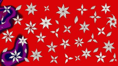 Kumaş desenli papatya çiçeği detayı. Kırmızı renkte çiçekler.