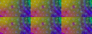 3D çiçekler, eskiz. Yeşil renklerde. Raster illüstrasyonu.