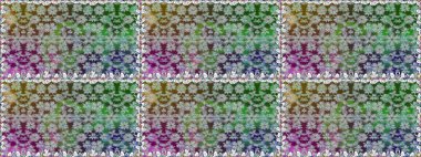 Raster Çiçek İllüstrasyonu güzel tekstil. Gri renkli etnik çiçeklerle kusursuz bir desen..