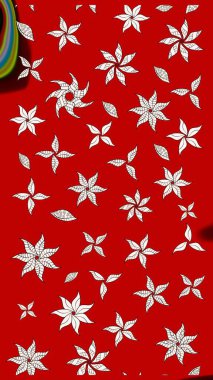 Parlak renkli çiçekli ve kırmızı yapraklı harika bir çiçek deseni. Halk tarzı. Moda baskıları için zarif bir şablon. Modern çiçek arkaplanı.