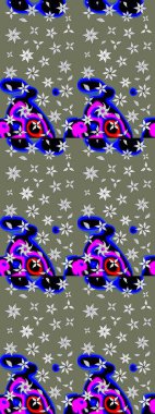 Küçük yeşil çiçeklerle oldukça eski bir besin torbası deseni. Tekstil, kumaş, kapaklar, duvar kağıtları, baskı, paket, koleksiyon defteri, örgü, dekupaj için çiçek arkaplanı..