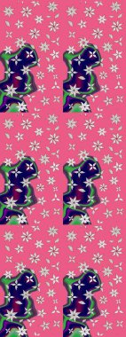 Raster illüstrasyonundaki çiçek desenli çizim. Güzel kumaş deseni. Renkli Bahar Teması eskiz kalıbı. Düz Çiçek Elementleri Tasarımı.