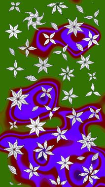 Millefleur 'lar. Oldukça eski bir besin torbası deseni, küçük yeşil renkte, çiçekler. Tekstil, kumaş, kapaklar, duvar kağıtları, baskı, paket, koleksiyon defteri, örgü, dekupaj için çiçek arkaplanı..