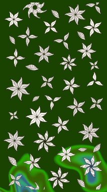 Renkli Bahar Teması eskiz kalıbı. Asya tekstil tarzında. Düz Çiçek Elementleri Tasarımı. Raster illüstrasyonu. Çiçek desenli çizim. Güzel kumaş deseni.