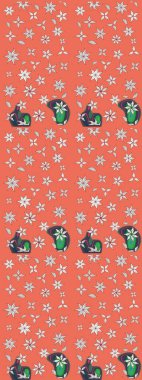 Turuncu renkli güzel bir tekstil. Suluboya çiçekli çiçek deseni. Raster illüstrasyonu.