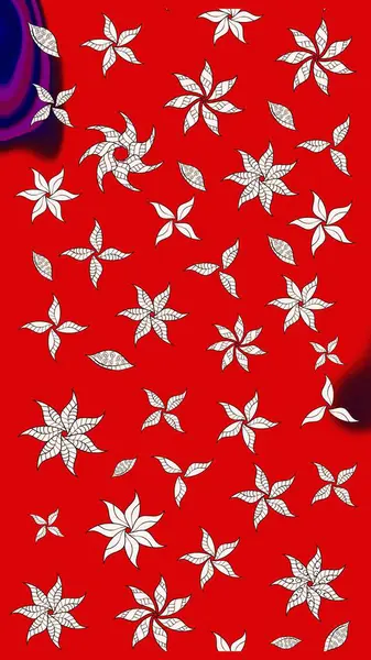 Düz Çiçek Elementleri Tasarım Raster illüstrasyonu. Çiçekli çiçek deseni, suluboya. Kırmızı renkte çiçekler. Renkli Bahar Teması Eskiz Şablonu.