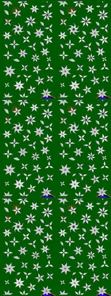 Varicologreen Raster çizimi. Bir sürü yeşil ve soyut çiçekli tropik eskiz deseni. Küçük çiçekte sevimli çiçek deseni var..