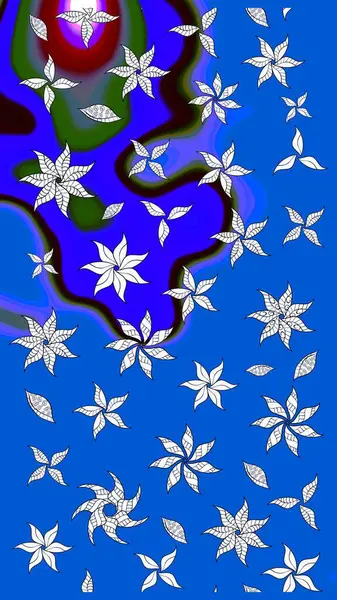 Mavi çiçekli eskiz deseni, suluboya çiçek deseni, sevimli çiçek, duvar kağıdı, kart ya da kumaş için fayanslı. Raster - stok.