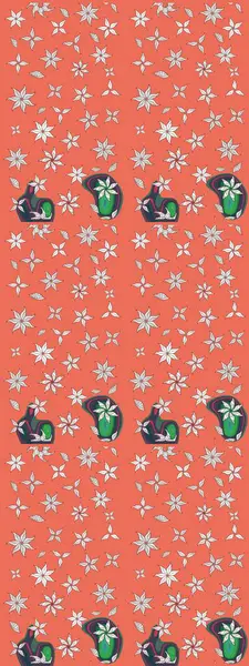 Turuncu renkli güzel bir tekstil. Suluboya çiçekli çiçek deseni. Raster illüstrasyonu.