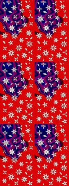 Millefleur 'lar. Oldukça eski bir besin torbası deseni, küçük kırmızı renkte, çiçekler. Tekstil, kumaş, kapaklar, duvar kağıtları, baskı, paket, koleksiyon defteri, örgü, dekupaj için çiçek arkaplanı..