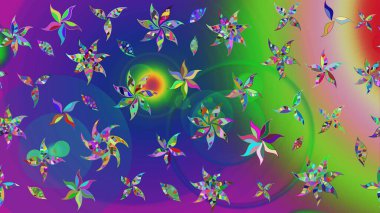 Yeşil renkli çiçekler. Raster illüstrasyonunda çiçek deseni çizimi.