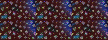 Raster illüstrasyonundaki çiçek desenli çizim. Kahverengi renkte çiçekler.