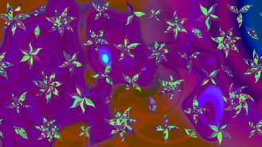 Çiçek buketleriyle klasik bir eskiz şekli. Mor renklerde. Raster illüstrasyonu.