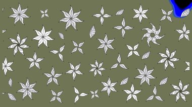 Küçük çiçekte hoş bir çiçek deseni var. Çiçeksel elementlerle süslenmiş zarif raster dokusu. Parlak çiçekli yeşil renkler üzerine soyut çizim deseni.