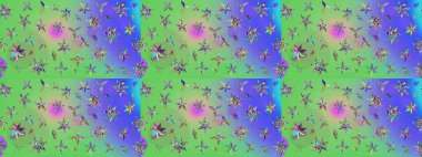 Çiçekli karalama şeklinde Raster çiçek deseni. Yumuşak, bahar çiçekli arka plan. Yeşil renkte çiçekler.