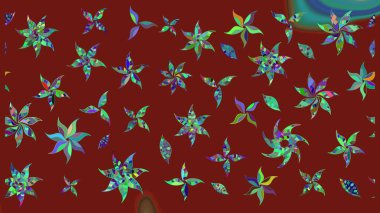 Modern çiçek arkaplanı. Halk tarzı. Moda baskıları için zarif bir şablon. Parlak renkli çiçekleri ve kırmızı yaprakları olan harika bir çiçek deseni..