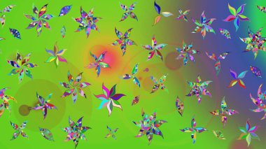 Yeşil renkli etnik çiçeklerle süslenmiş zarif bir eskiz şekli. Raster Çiçek İllüstrasyonu güzel tekstil..