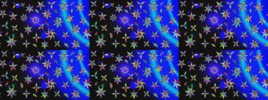 Sevimli çiçek raster deseni. Mavi renkli çiçekler. Renkli Yaz Temalı eskiz kalıbı. Düz Çiçek Elementleri Tasarımı.